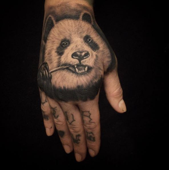 White On Black Skin Tattoo - 70+ Cute Panda Tattoos for Men (2020) Cool Small Designs ...