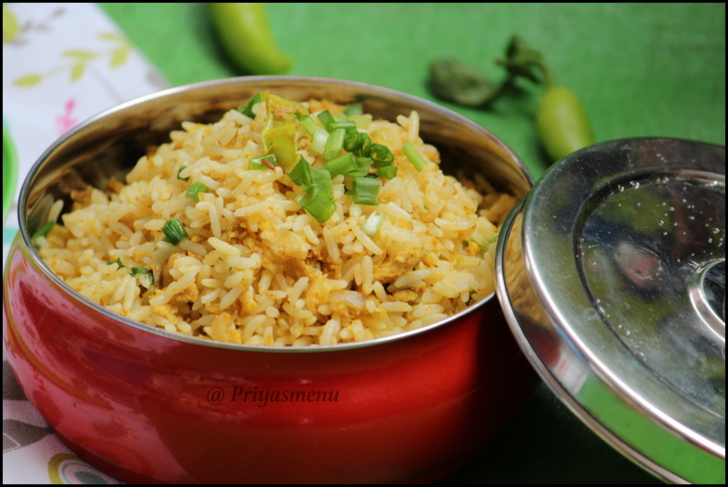 Priya's Menu Yum Yum Yummy food for Food lovers Egg Rice / Lunch