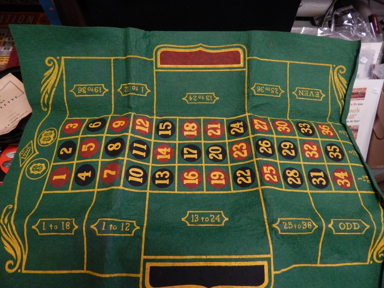 13909 Antiques: Vintage 1941 Roulette Game Set (with bonus Felt, Chips ...