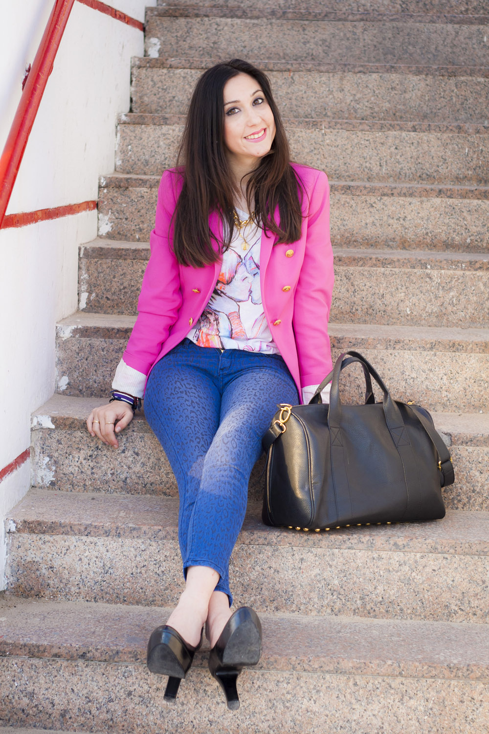 Pink Blazer And Animal Print Jeans - Blog de Moda Femenina y Tendencias - Shoes And Basics By ...