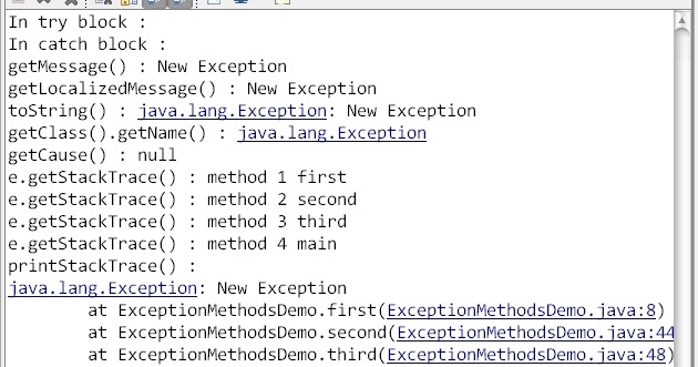 A simple Java program demonstrating methods Exception class | Java by Examples