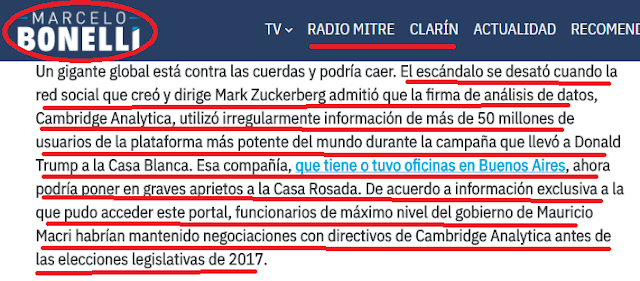 Clarín habla también de la denuncia facebook/macri en la campaña electoral