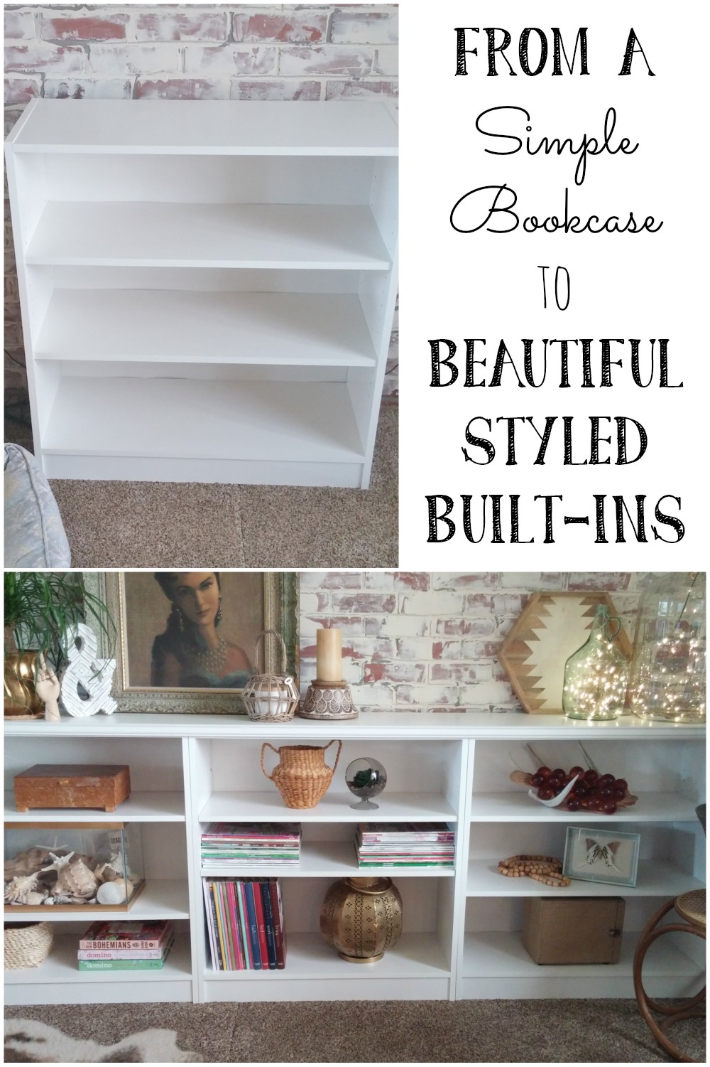 How to Create Stylish Built-ins from Simple Inexpensive Bookcases