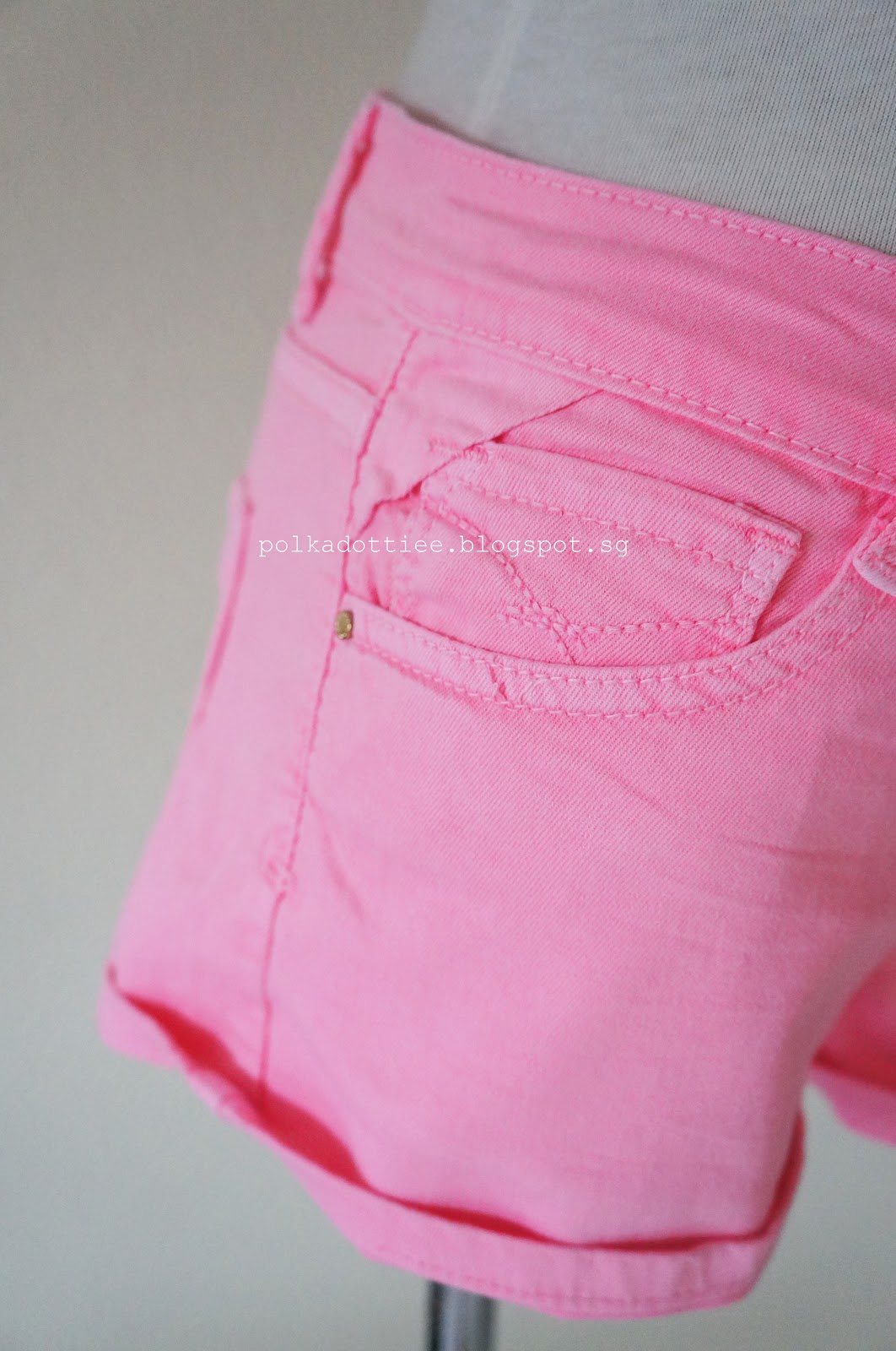Polka Dottiee: C26 : Neon Pink Denim Shorts