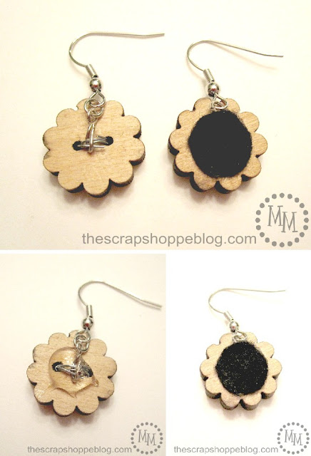 cover back of button earrings with felt