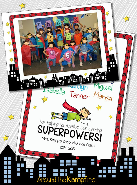 Superhero EDITABLE class thank you card