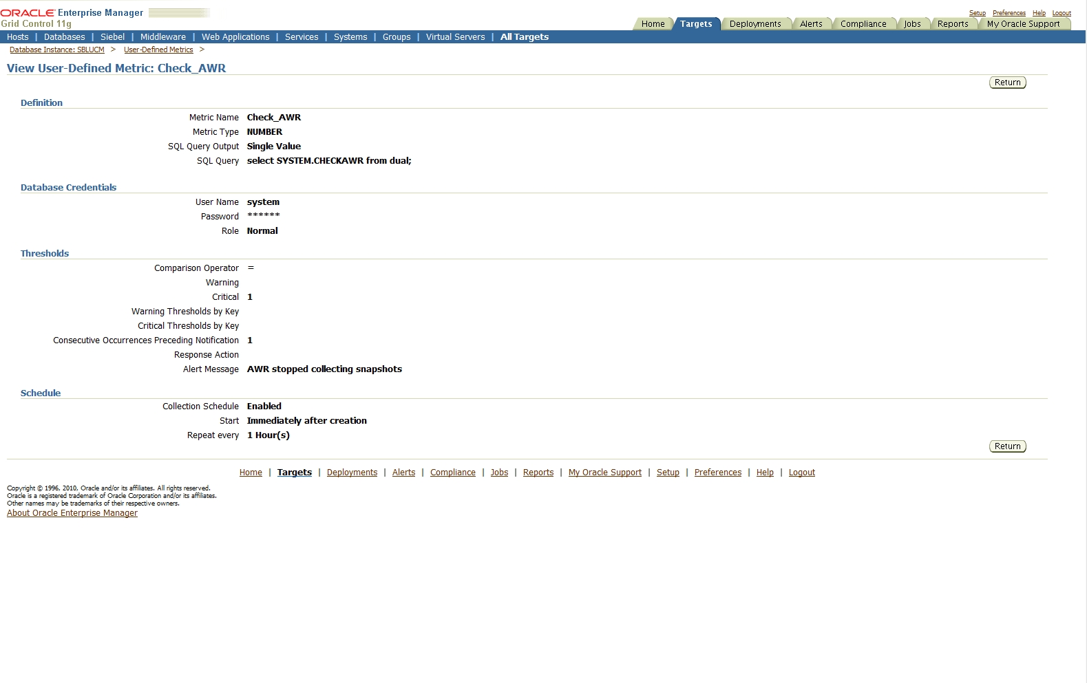 ORACLE DBA Script to check if AWR snapshot collection has stopped