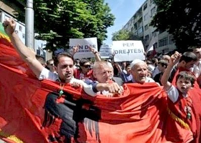 Albanian protesters in Skopje