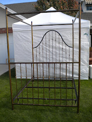 hand wrought iron canopy queen bed...$895