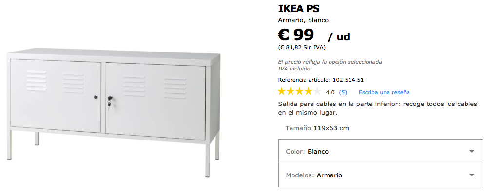 IKEA PS armario, blanco, 119x63 cm - IKEA