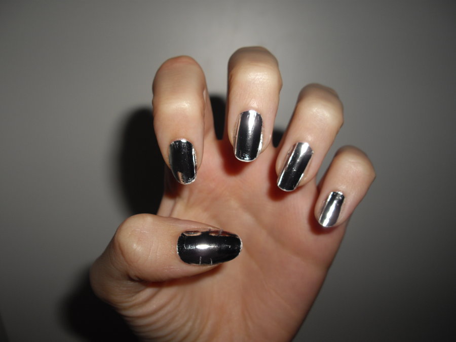 1. Matte Black Nails with Silver Accents - wide 1