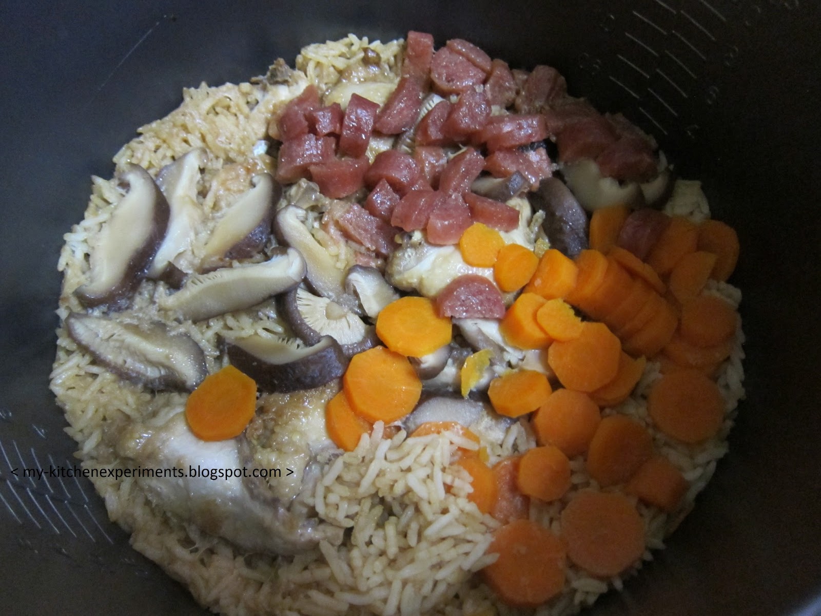 My Kitchen Experiments Easy One Pot Chicken, Chinese Sausage and Mushroom Rice