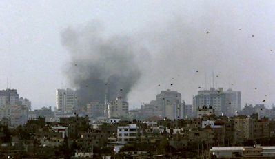 Smoke rises from Gaza