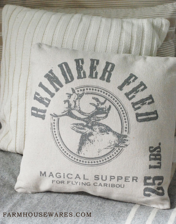 farmhouse musings Reindeer Feed Pillow {Save 50}