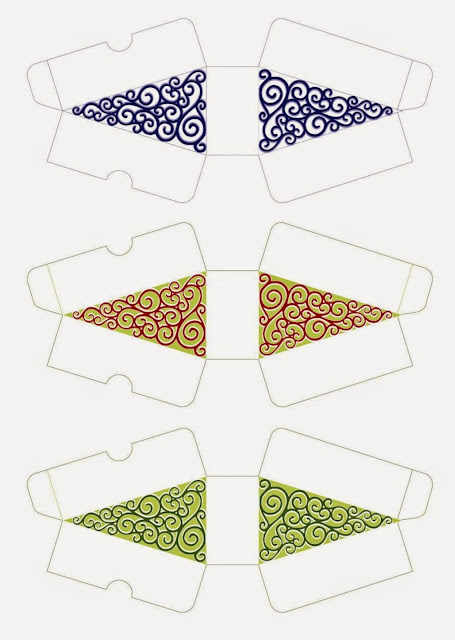 Cajas Trozo de Tarta con Diseño con Curvas para Imprimir Gratis.