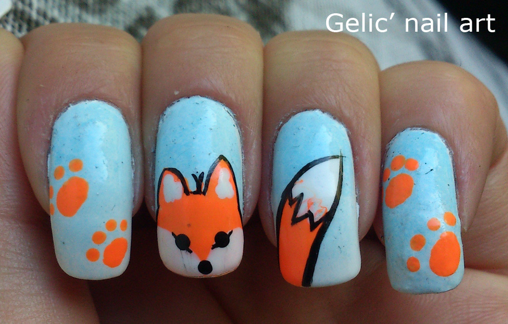 fox and deer nail art