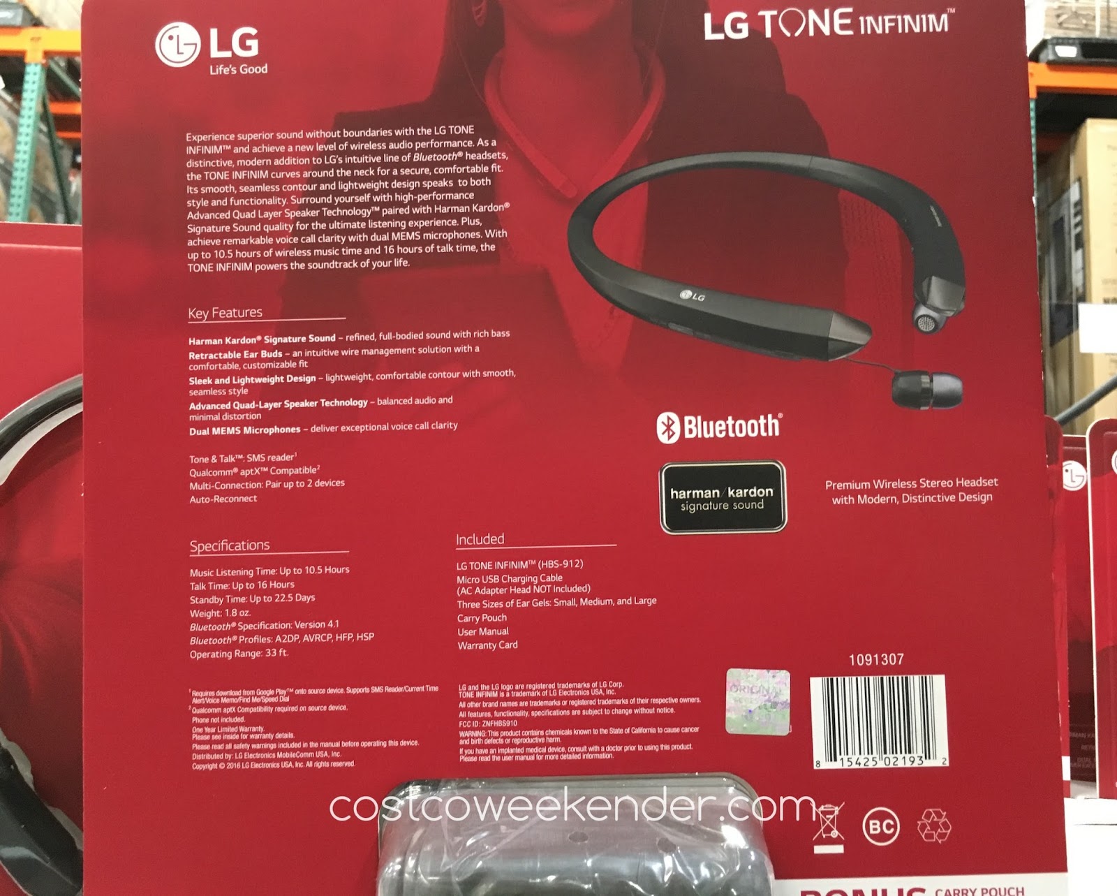 LG Tone Infinim (HBS912) Wireless Stereo Headset Costco Weekender