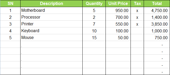 الفواتير نموذج فاتورة مبيعات Excel