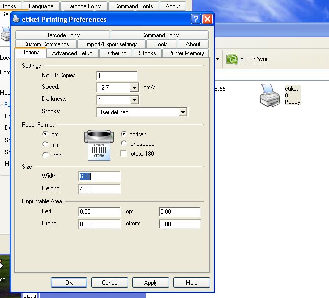 SYAMSInfo Setup Zebra GT 800 (EPL) Label Printer Thermal