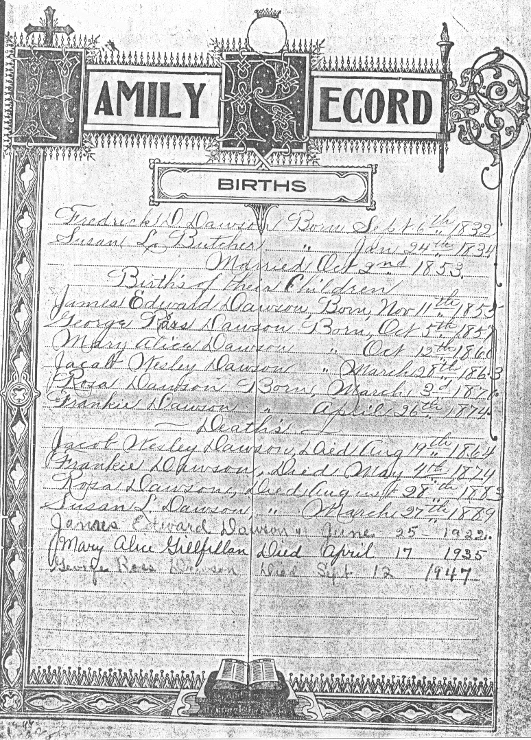 The Dawson Family History Documentation Photos