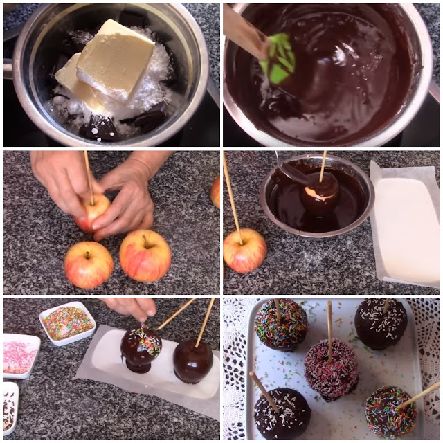 Manzanas bañadas en chocolate - El dulce paladar