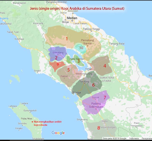 Peta Penyebaran Single Origin Kopi Sumatra