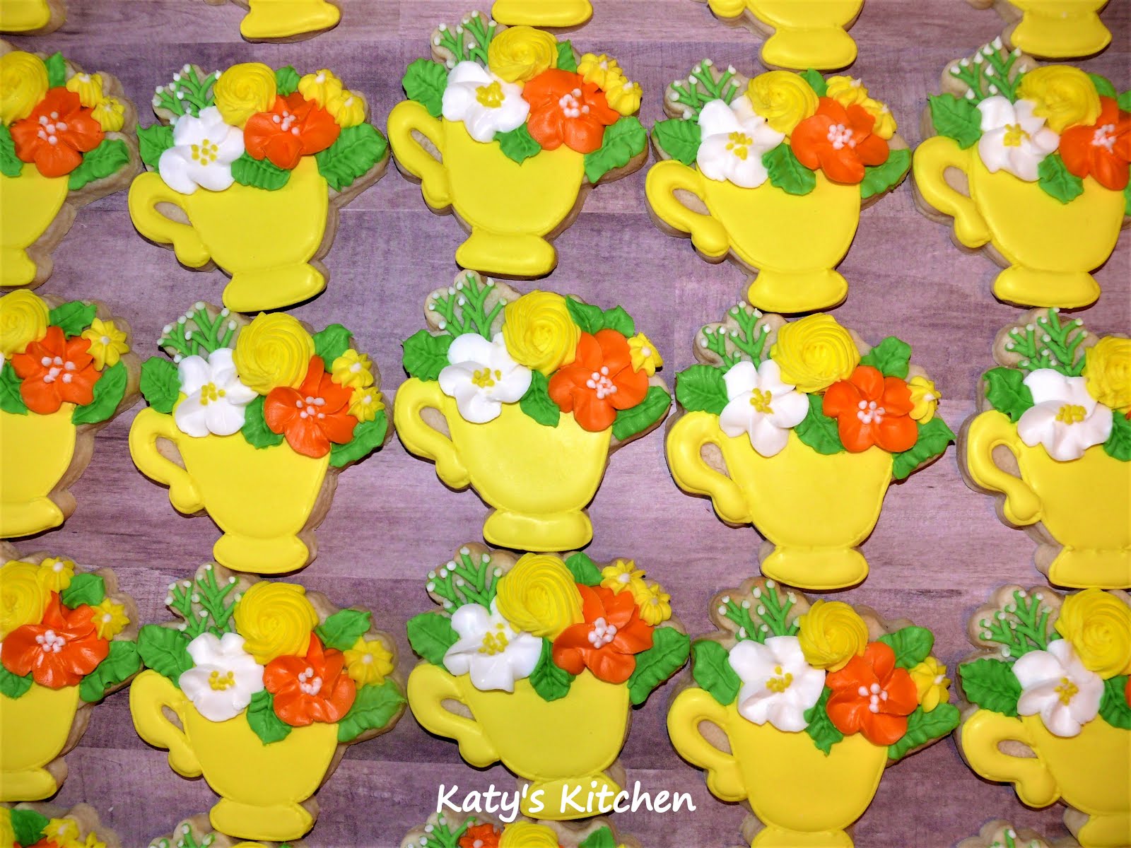 Katy's Kitchen Floral Teacup Cookies
