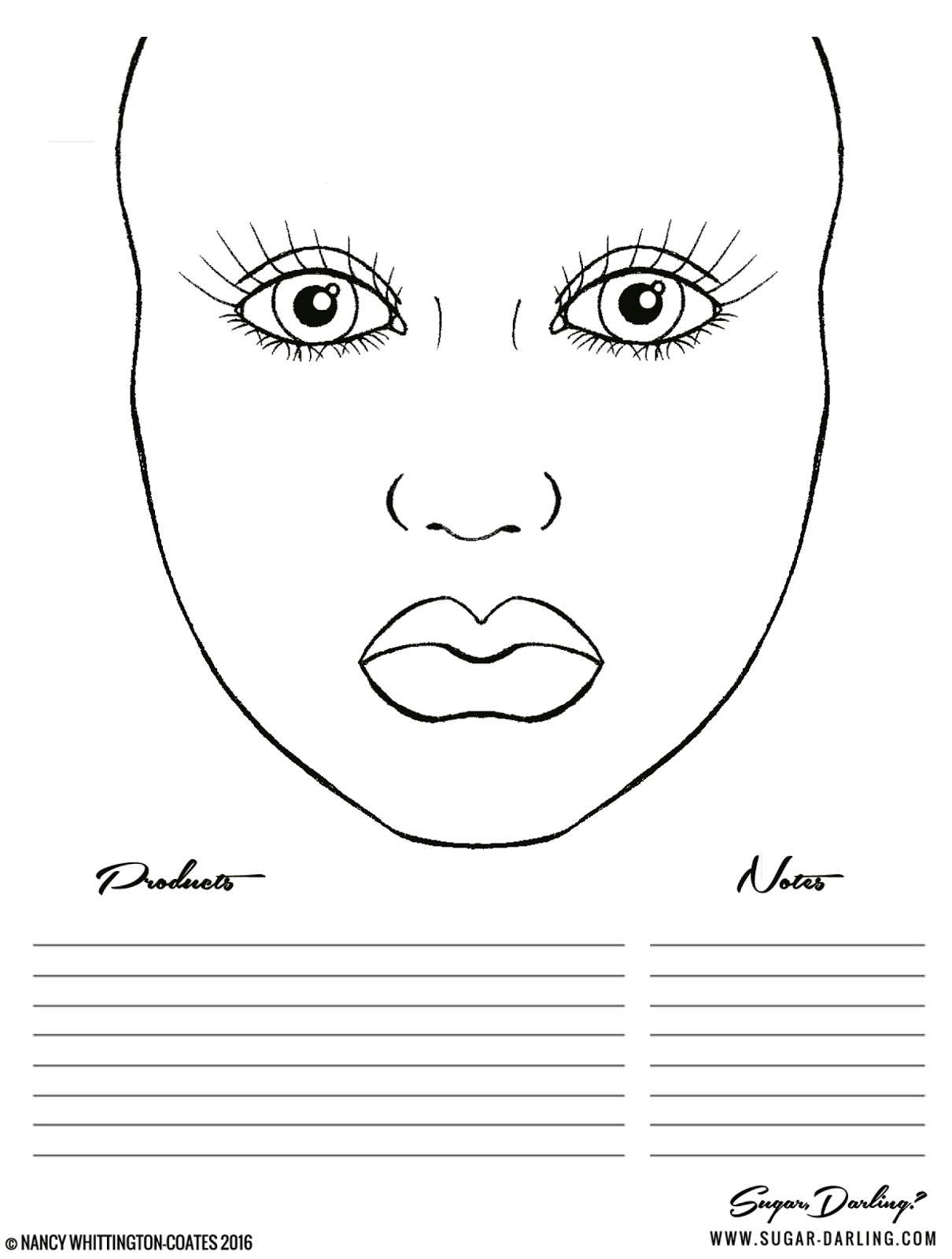 Free Practice Makeup Face Chart
