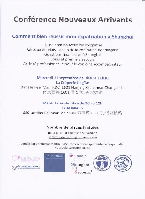 Flyer Conference Nouveaux Arrivants a Shanghai