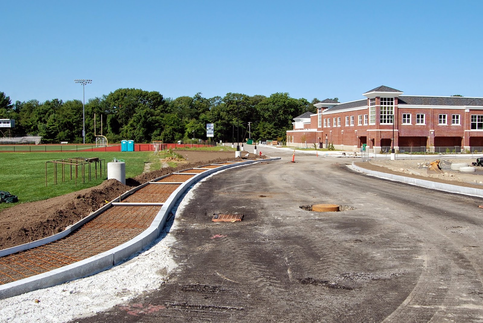 sidewalks and entrance to cafeteria and service area
