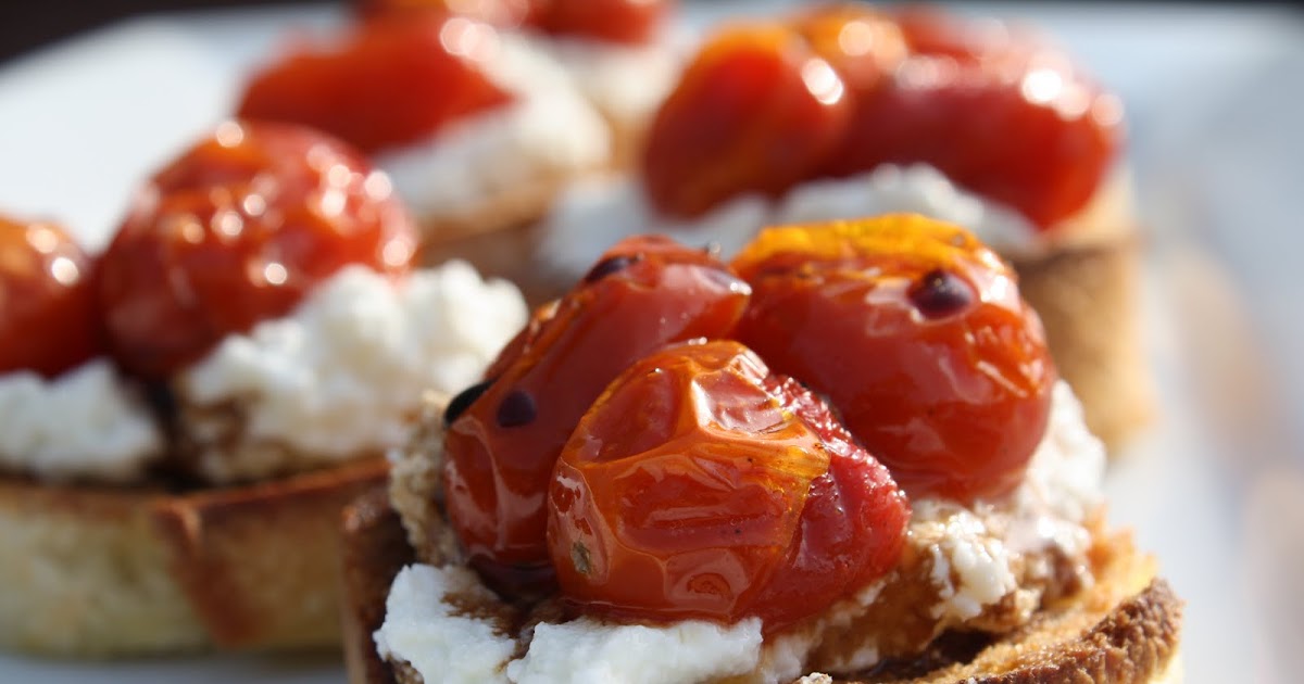 Forks Knives & Spades Roasted Tomato and Goat Cheese Crostini