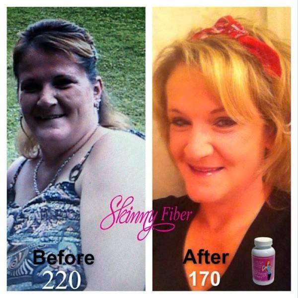 She lost 50 pounds with Skinny Fiber; from 220 pounds to 170 pounds and is keeping the weight off!