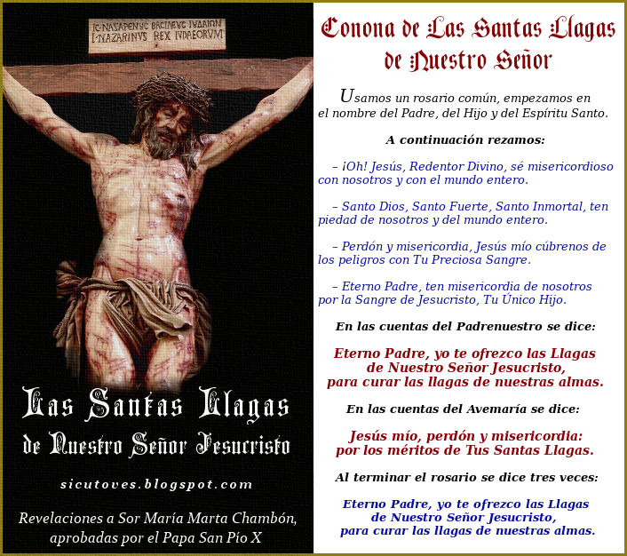 Como ovejas sin Pastor ROSARIO DE LAS SANTAS LLAGAS DE NUESTRO SEÑOR Como ovejas sin Pastor ROSARIO DE LAS SANTAS LLAGAS DE NUESTRO SEÑOR
