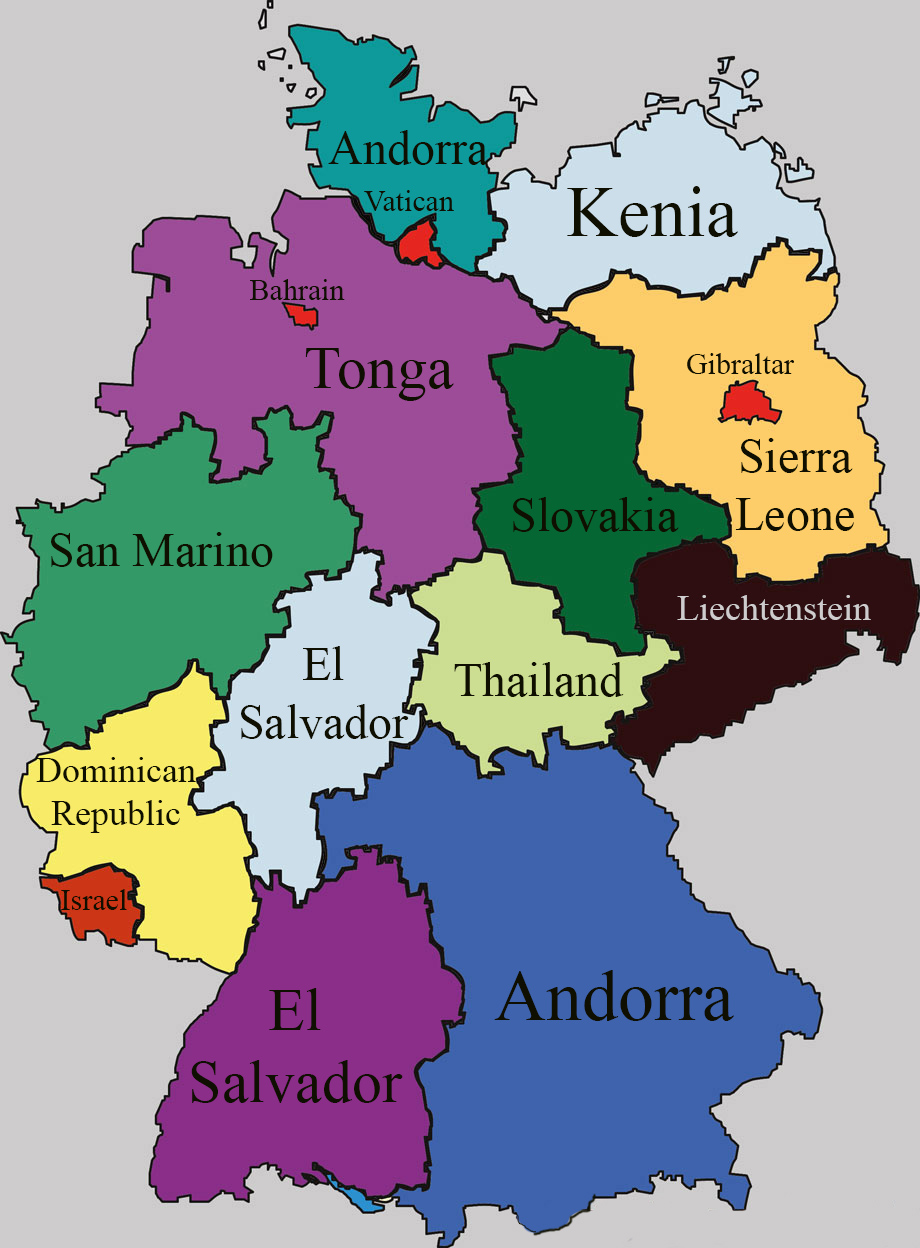 Map Of German States The German States Compared To Countries Of Similar Size & Population  Density - Vivid Maps