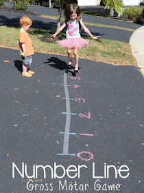Learn math in a hands on way with this gross motor number line game for kids from Still Playing School
