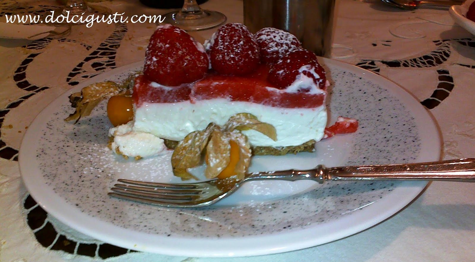 chocolate and cakes ricotta mousse with strawberry jelly