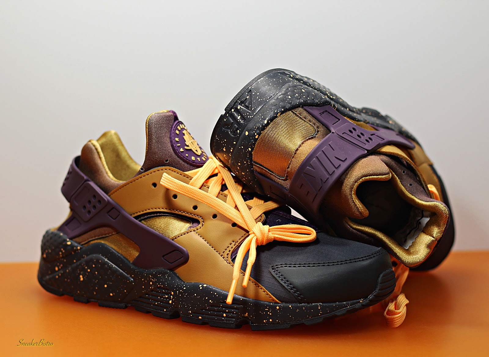 nike huarache green and purple