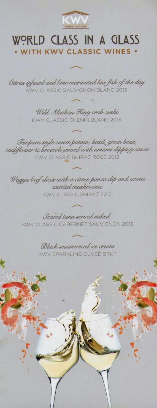 . KWV Classic wines with Japanese food at Kyoto Garden