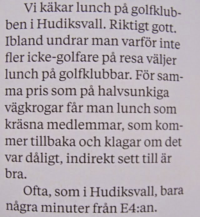 Utdrag från Tidningen Golf Digest