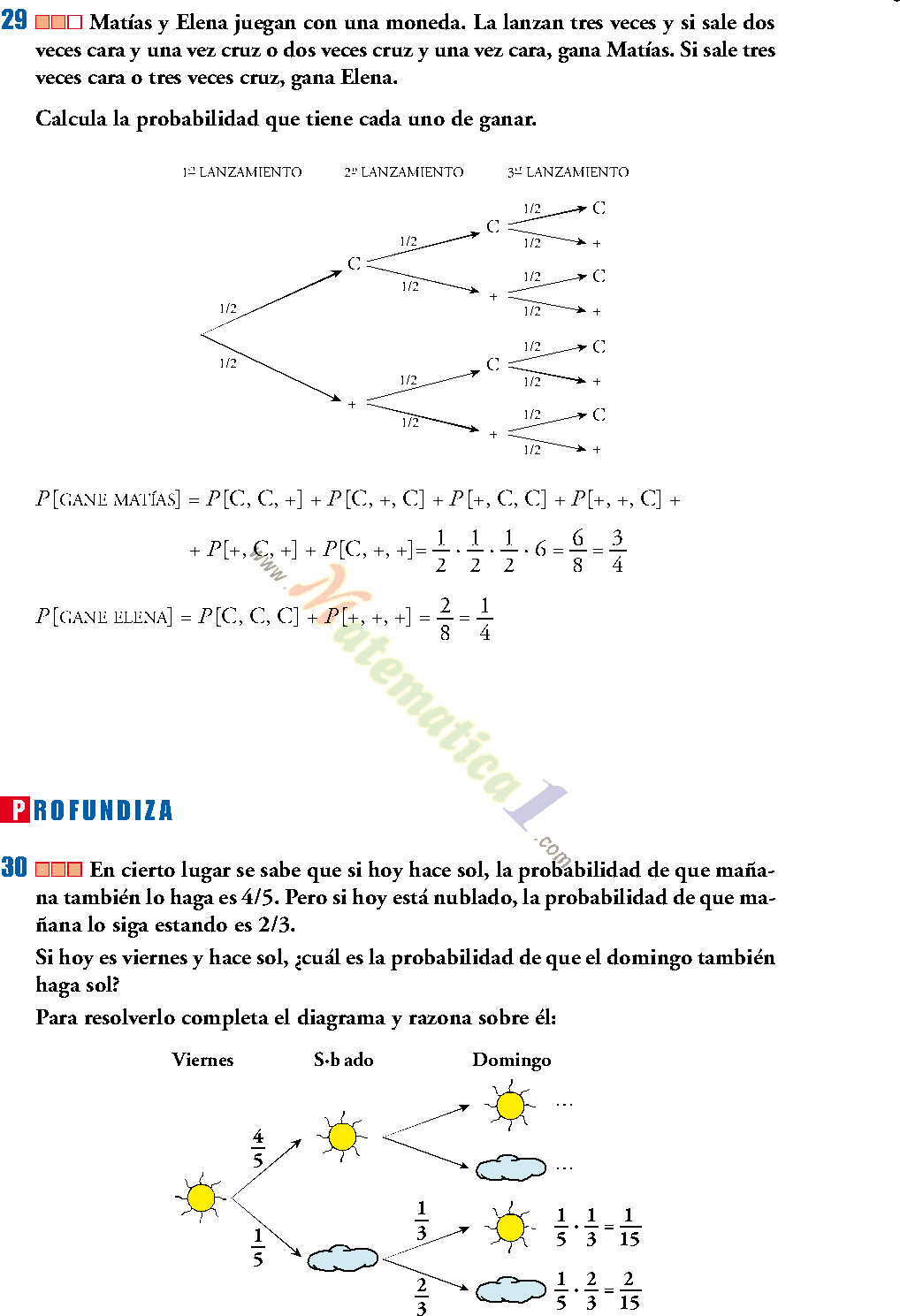 CALCULO DE PROBABILIDADES 4TO DE SECUNDARIA ESO EJERCICIOS RESUELTOS