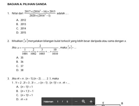 Soal OSN Matematika SMP 2019 dan Pembahasannya PDF Soal OSN Matematika SMP 2019 dan Pembahasannya PDF
