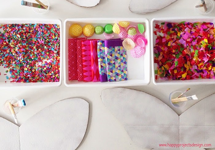 DIY disfraz mariposa de cartón: collage