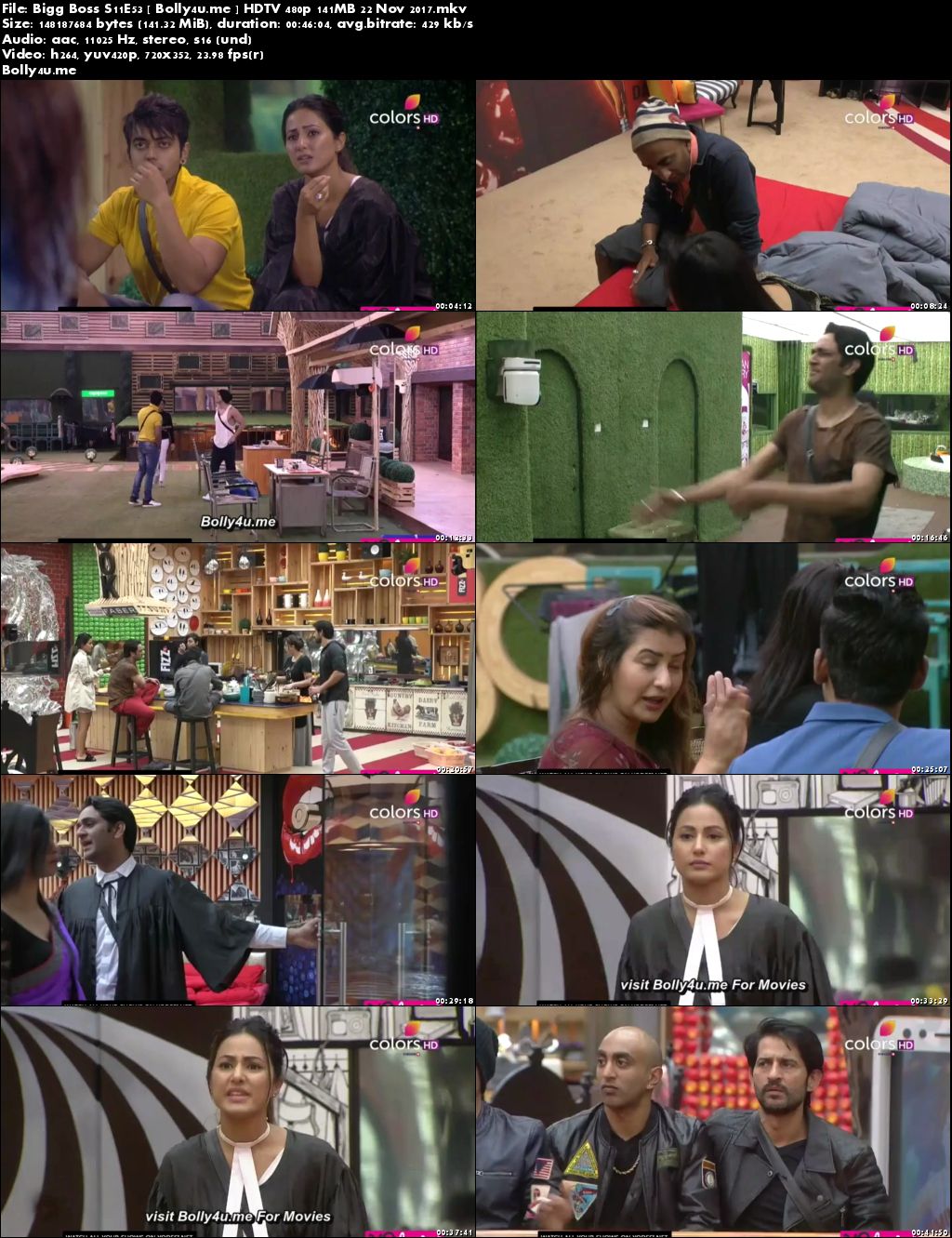 Bigg Boss S11E53 HDTV 480p 140MB 22 November 2017 Download