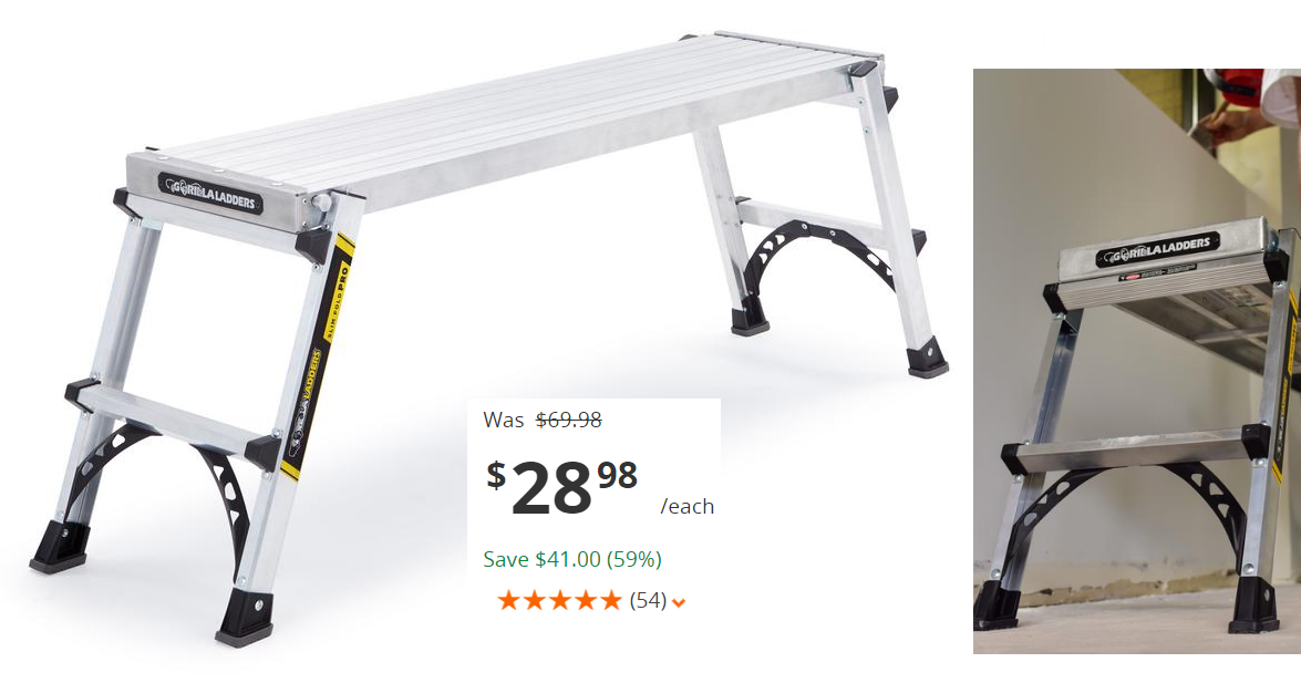 Gorilla Ladders Aluminum PRO SlimFold Work Platform With 300lb