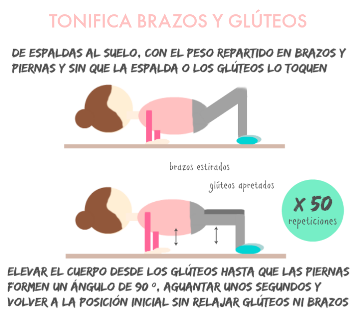 ejercicio para tonificar brazos y glúteos