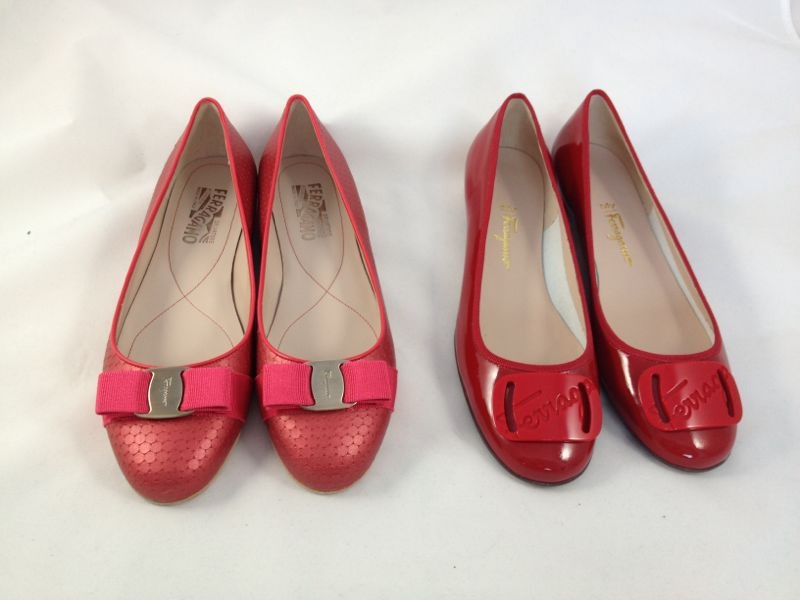 One Girl's Junk Is Another Girl's Treasure: SALVATORE FERRAGAMO FLATS ~VARINA (SOLD), RED PATENT