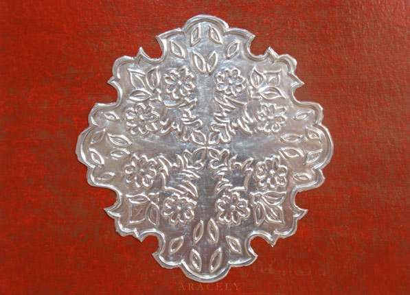 tarjeta repujado aluminio caligrafia inglesa