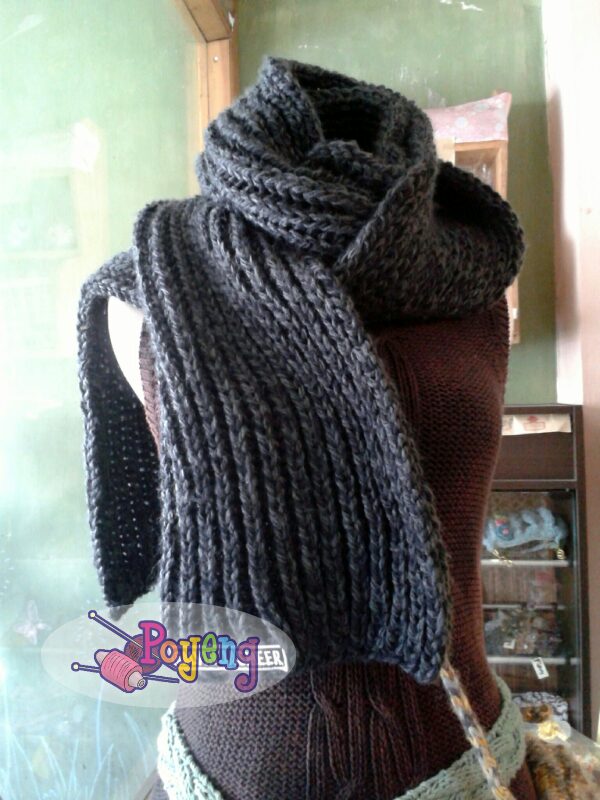 Ajeng Belajar Merajut Knitting with Ajeng Fisherman's Rib scarf Pattern