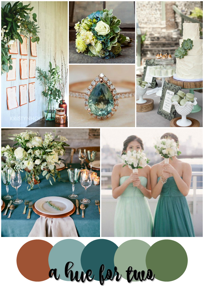 Teal Sage And Copper Rustic Wedding Colour Scheme A Hue For Two Thanks