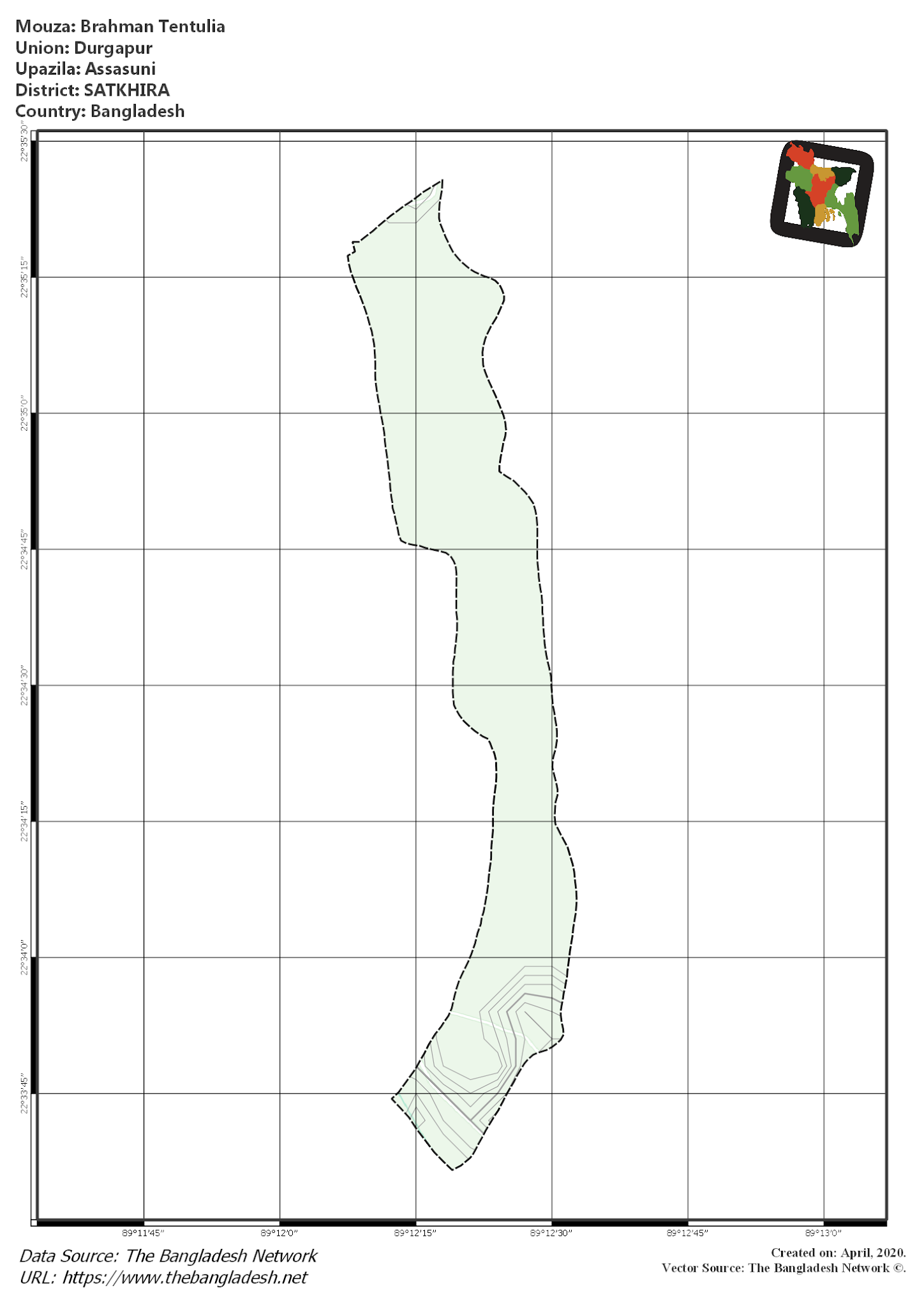 Map of Brahman Tentulia Mouza of Assasuni Upazila, SATKHIRA Map of Brahman Tentulia Mouza of Assasuni Upazila, SATKHIRA, Bangladesh.